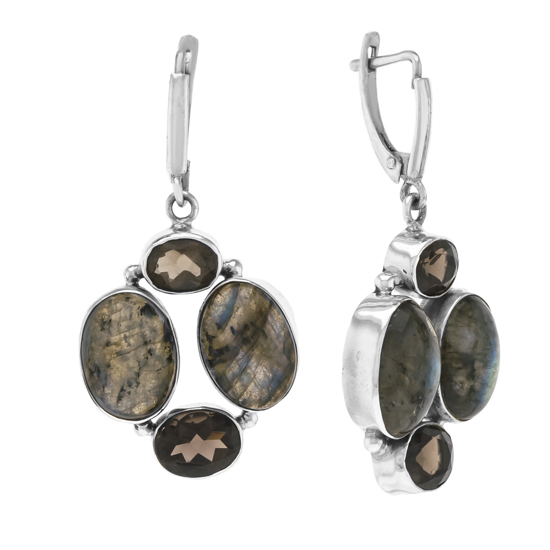 Labradorite & Smoky Quartz Earrings