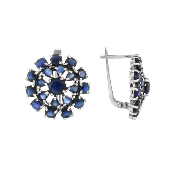Blue Flower refined Corundum Earrings