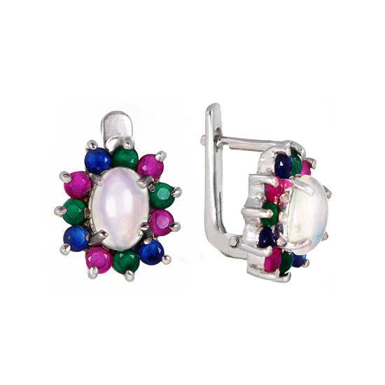 Opal & colored Corundum Earrings