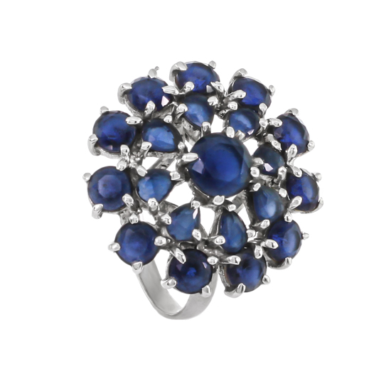 Blue Flower refined Corundums Ring
