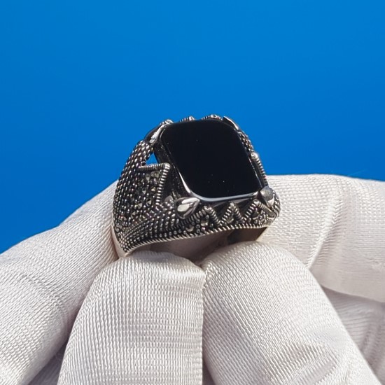 Black Onyx & Marcasite Ring