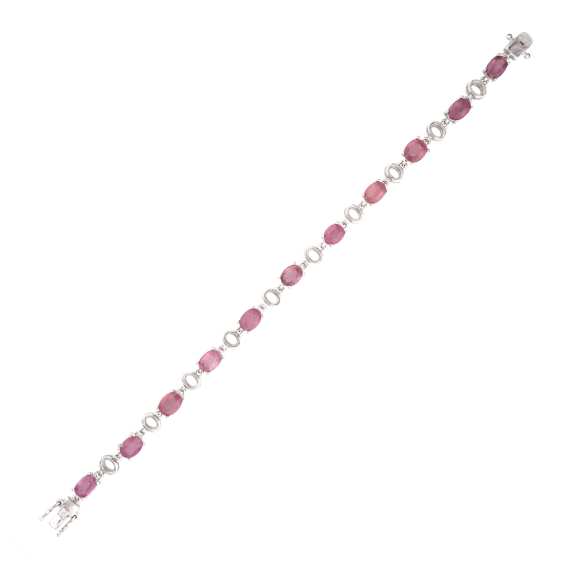 Ruby Bracelet with Rhodium Plating 7.25 in