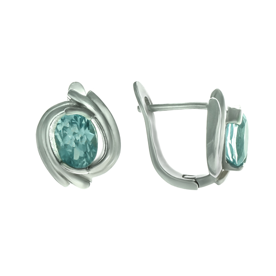 Blue Topaz Earrings with Rhodium plating