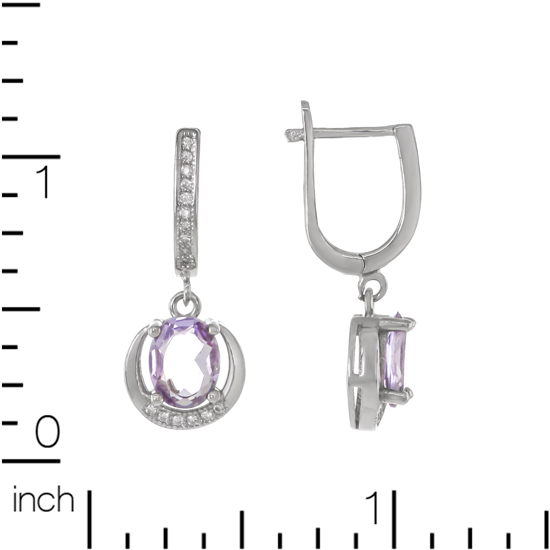 Amethyst & CZ Rhodium plated Earrings