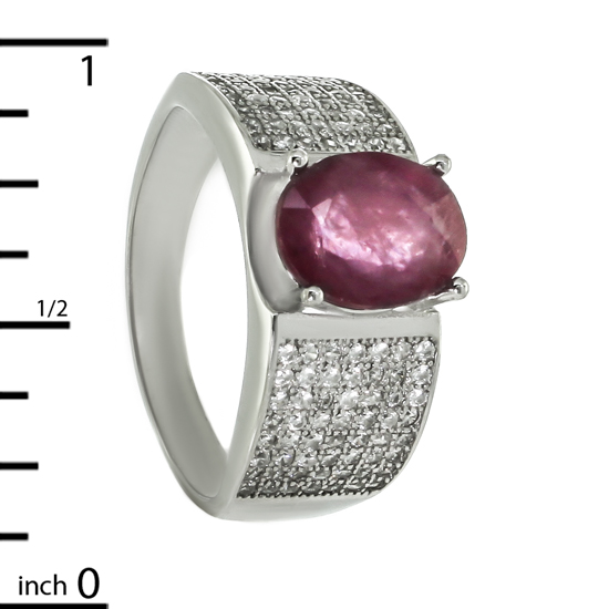 Ruby & CZ Ring with Rhodium plating