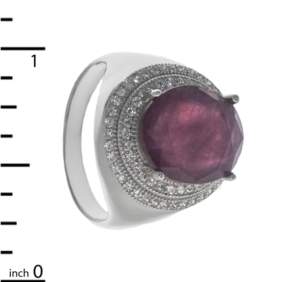 Ruby & CZ Rhodium plated Ring