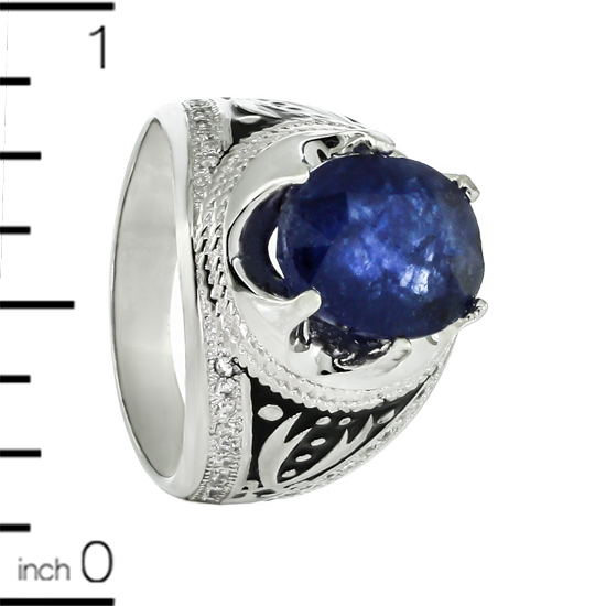Sapphire & CZ Rhodium plated Ring