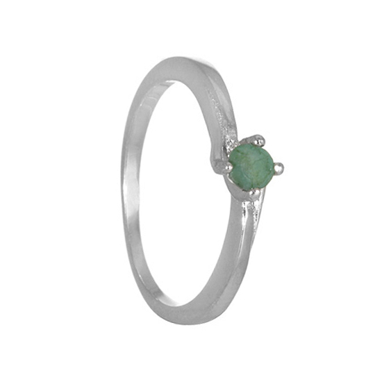 Sterling Silver Emerald Ring Rhodium plated