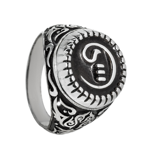Sterling Silver Black Enamel Ring