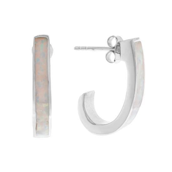 White Opal Rhodium plated Earrings