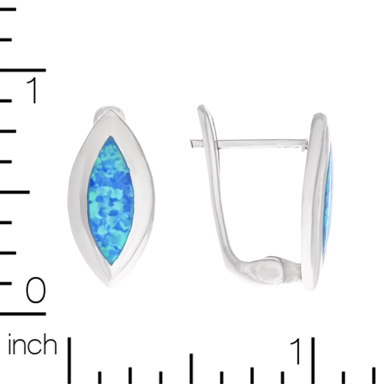 Blue Opal Rhodium plated Earrings