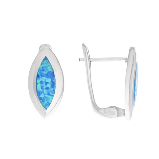 Blue Opal Rhodium plated Earrings
