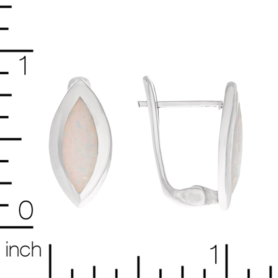 White Opal Rhodium plated Earrings