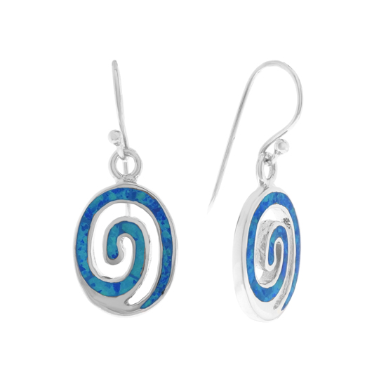 Blue Opal Spiral Dangles