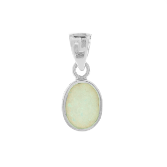 White Opal Rhodium plated Pendant