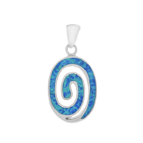 Blue Opal Spiral Pendant