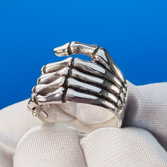 Sterling Silver A Skeleton Hand Ring