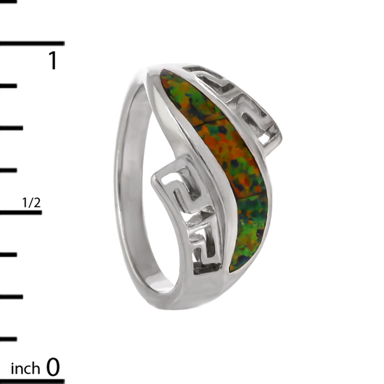 Orange Opal Rhodium plated Ring