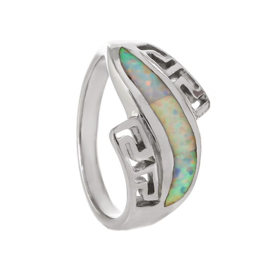 Opal Ring Rhodium plated