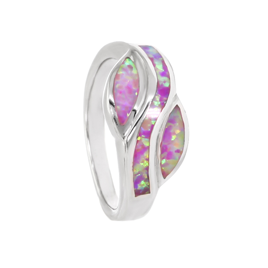 Pink Opal Ring Rhodium plated