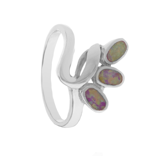 Pink Opal Rhodium plated Ring