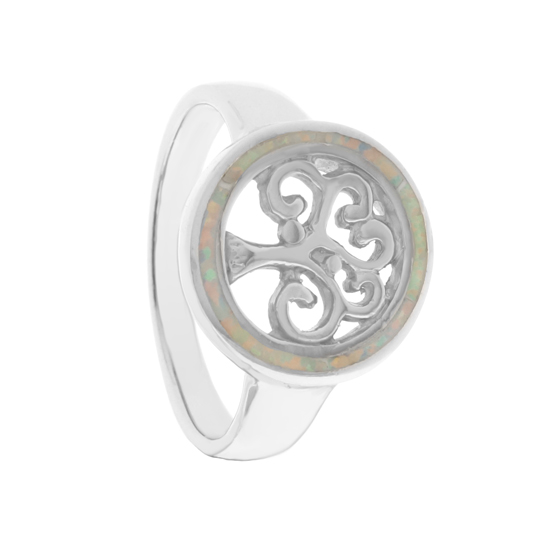 White Opal Rhodium plated Ring