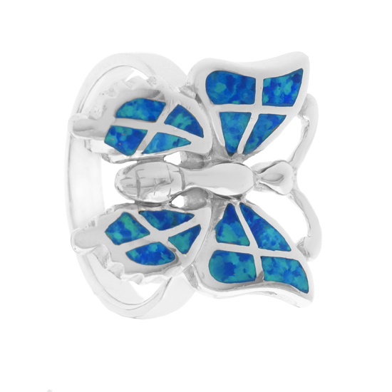 Blue Opal Butterfly Ring