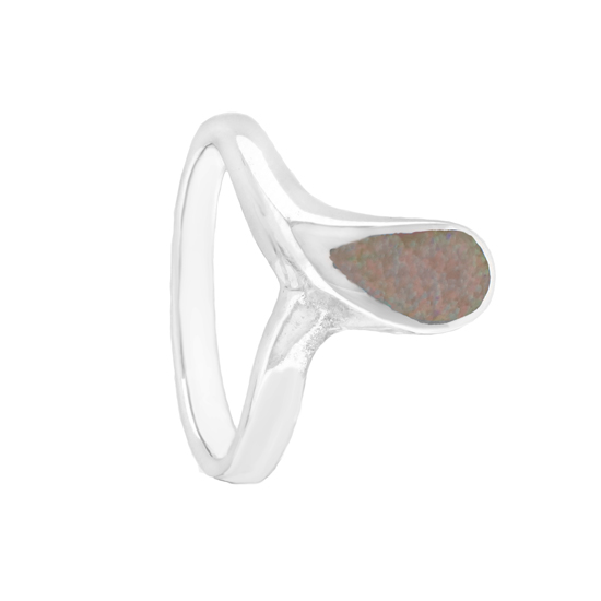 Opal Drop Rhodium plated Ring