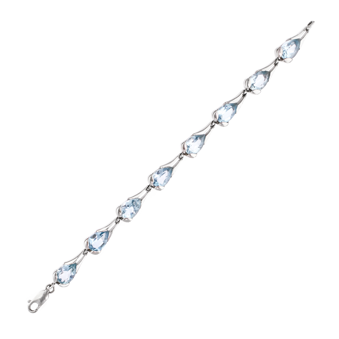 Blue Topaz Rhodium plated Bracelet 7.3 in