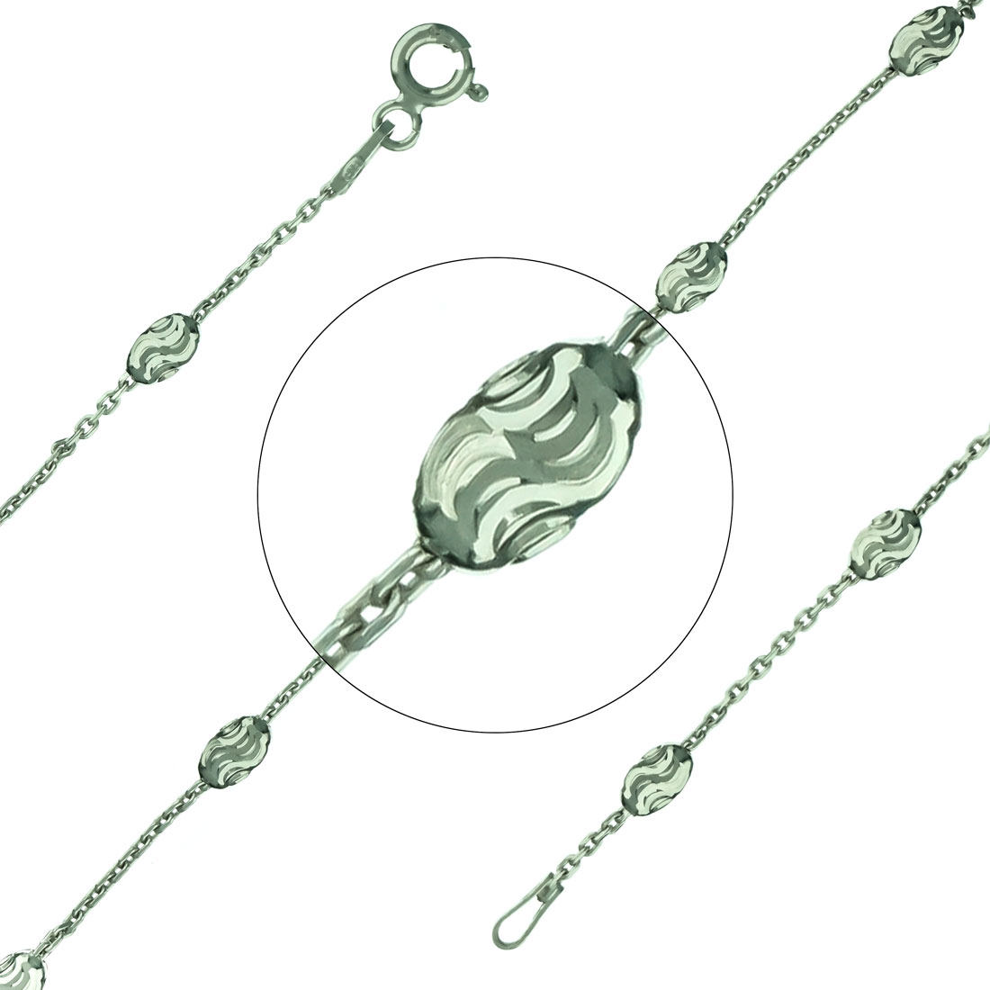 Sterling Silver Chain with Rhodium plating 17-18 in