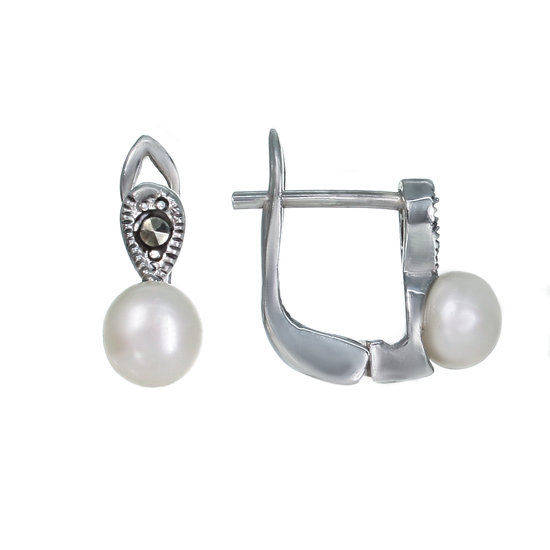 Pearl & Marcasite Earrings