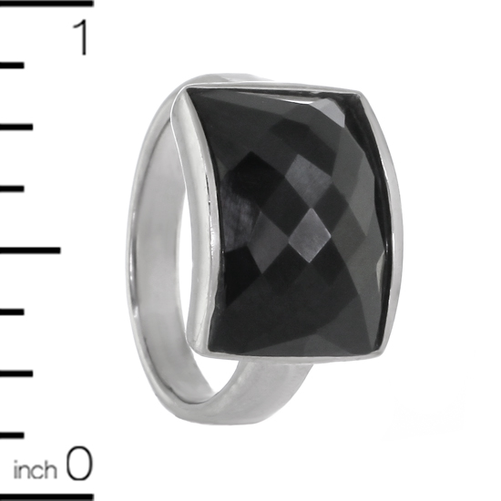 Black Onyx Ring with Rhodium plating