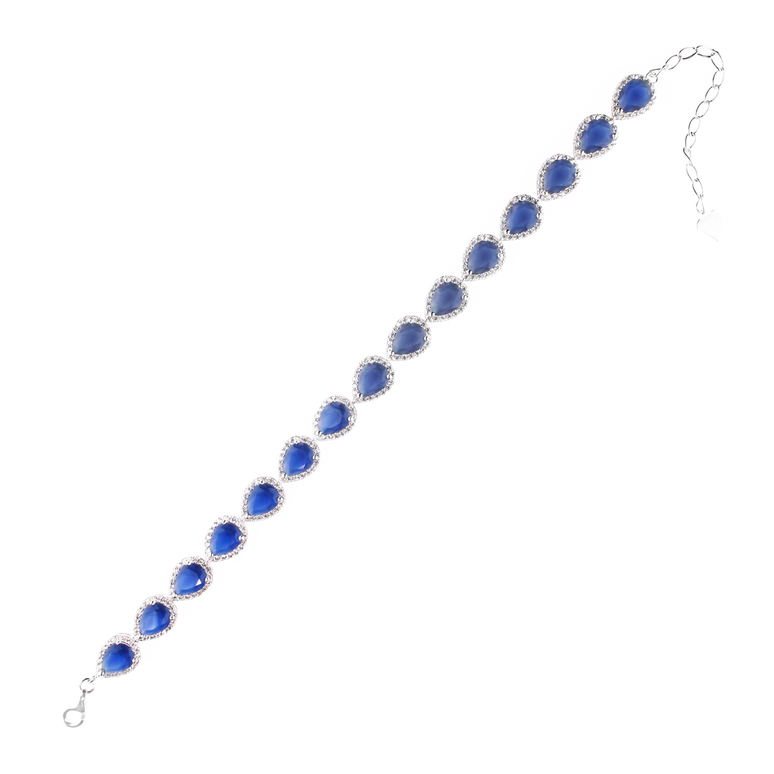 Dark Blue CZ Rhodium plated Bracelet 9 in