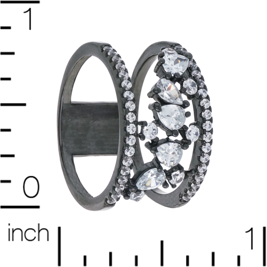 White CZ Ring with Black Rhodium plating
