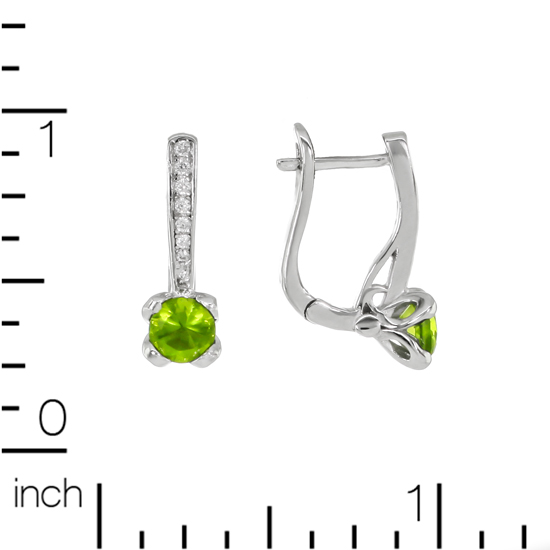 Green CZ Rhodium plated Earrings