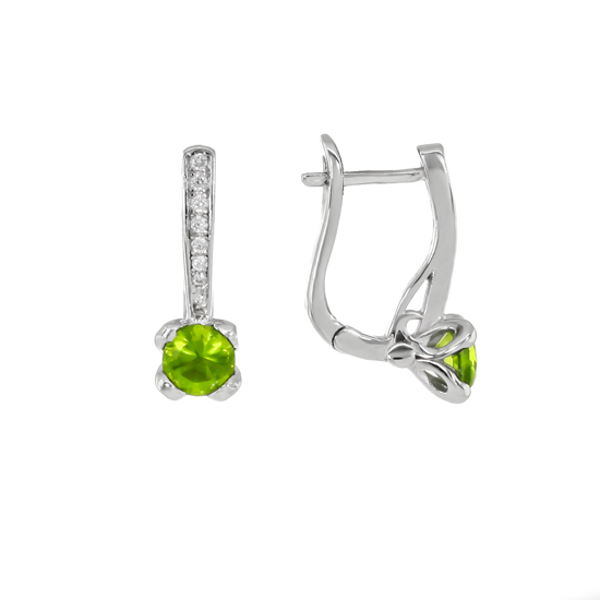 Green CZ Rhodium plated Earrings