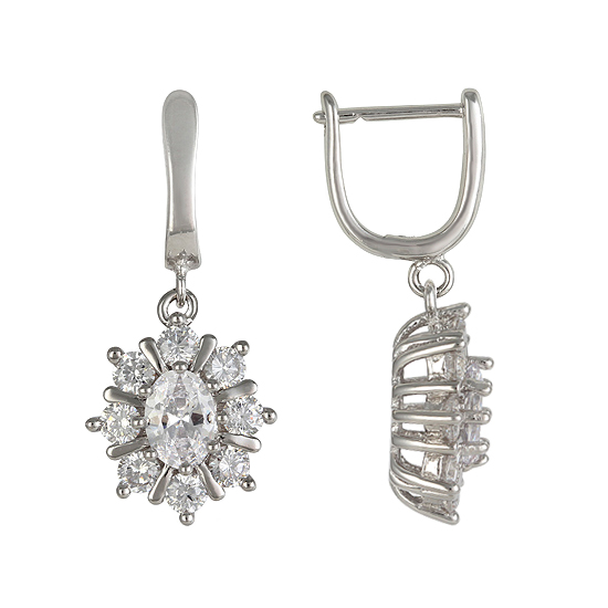 Sterling Silver CZ Earrings Rhodium plated