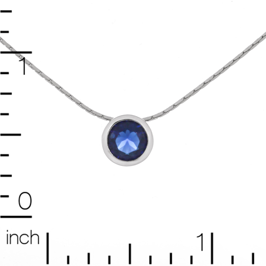 Navy Blue Circle Necklace Rhodium plated 18 in