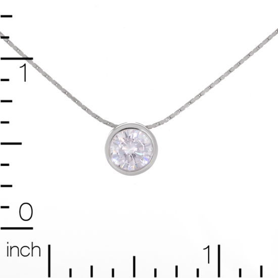 White Circle Necklace Rhodium plated 18 in