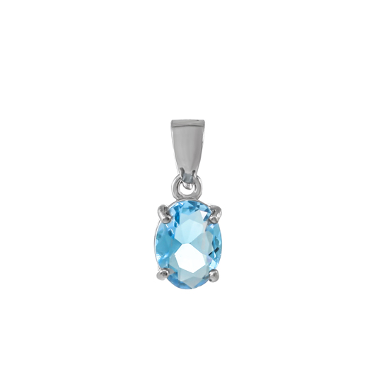 Blue Crystal Rhodium plated Pendant