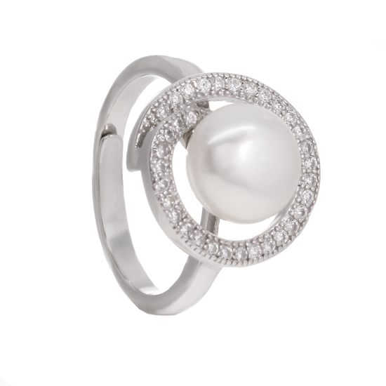 Pearl & White CZ Ring