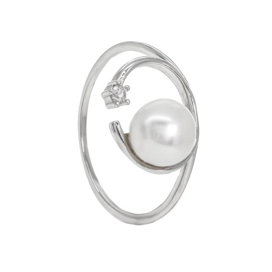 White Pearl & CZ Ring