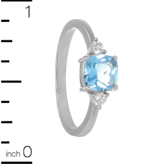 Blue CZ Rhodium plated Ring