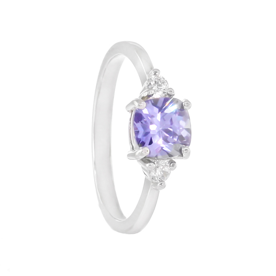 Purple CZ Rhodium plated Ring