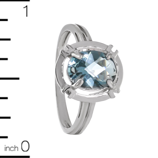 Blue CZ Rhodium plated Ring