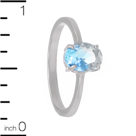 Blue Crystal Rhodium plated Ring