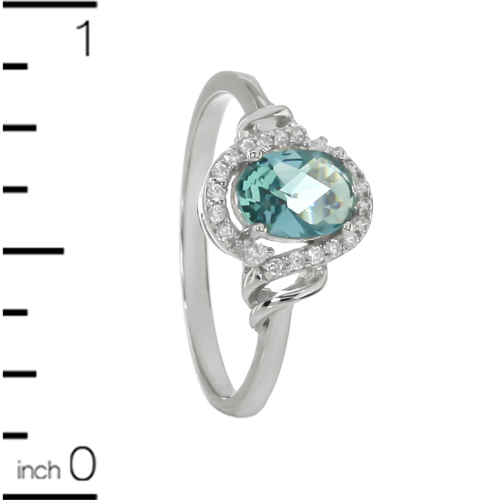 Sterling Silver Blue CZ Ring Rhodium plated